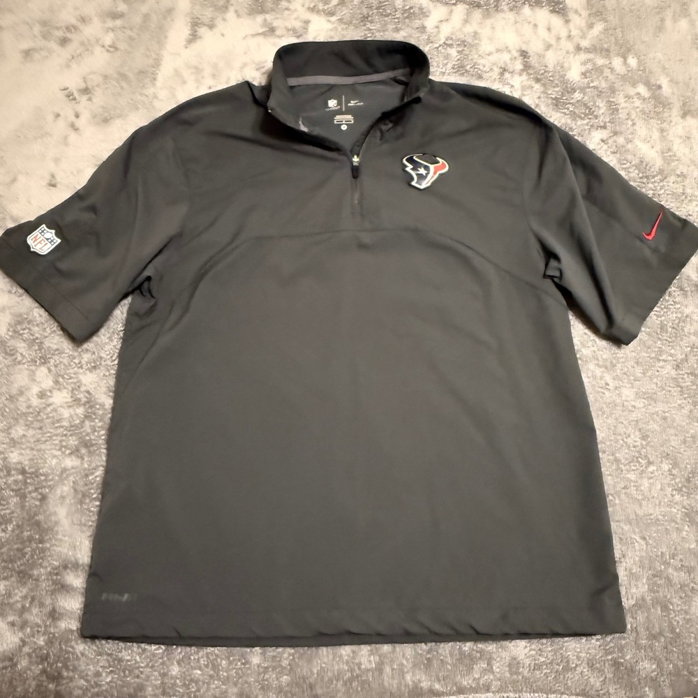 Nike‎ Houston Texans NFL Onfield Dri-FIT 1/4 Zip Short Sleeve Pullover Grey M
